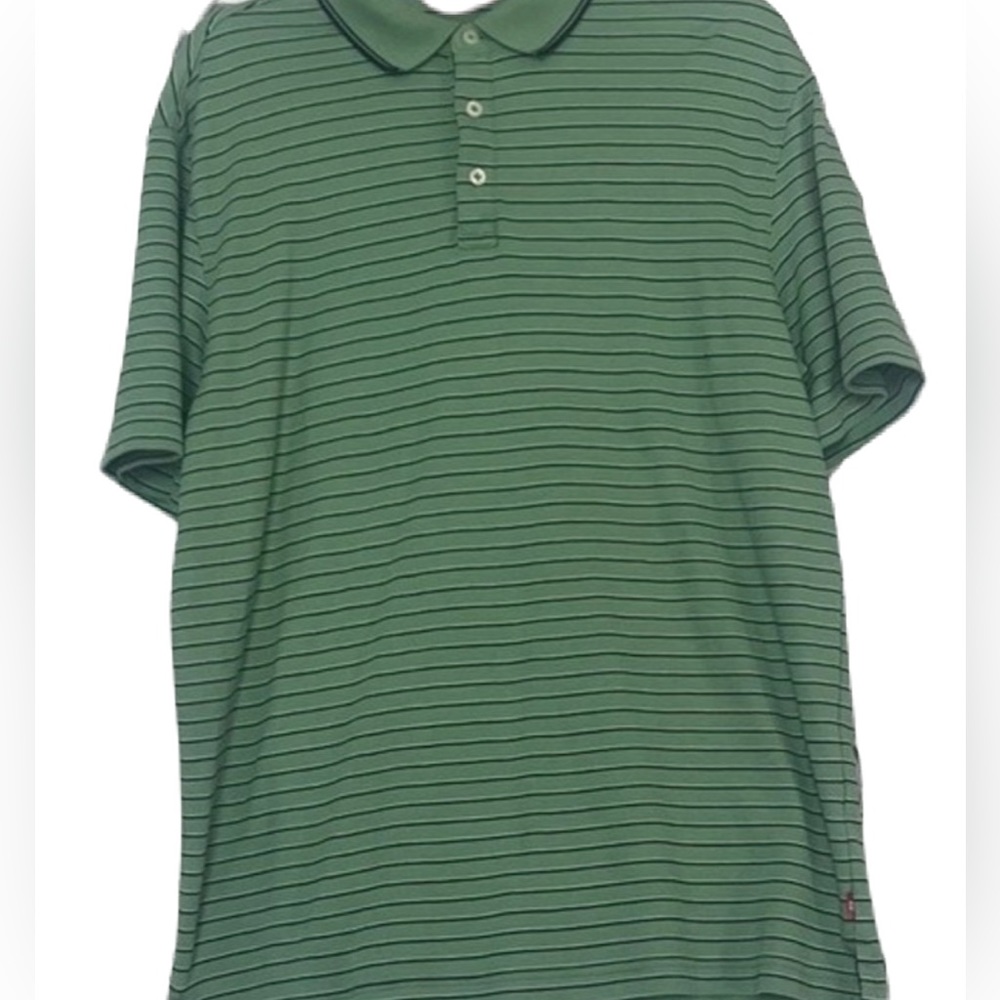 Izod Shirt Polo Men’s Sz M 100% Cotton Short Sleeve Striped Shirt Green Vintage